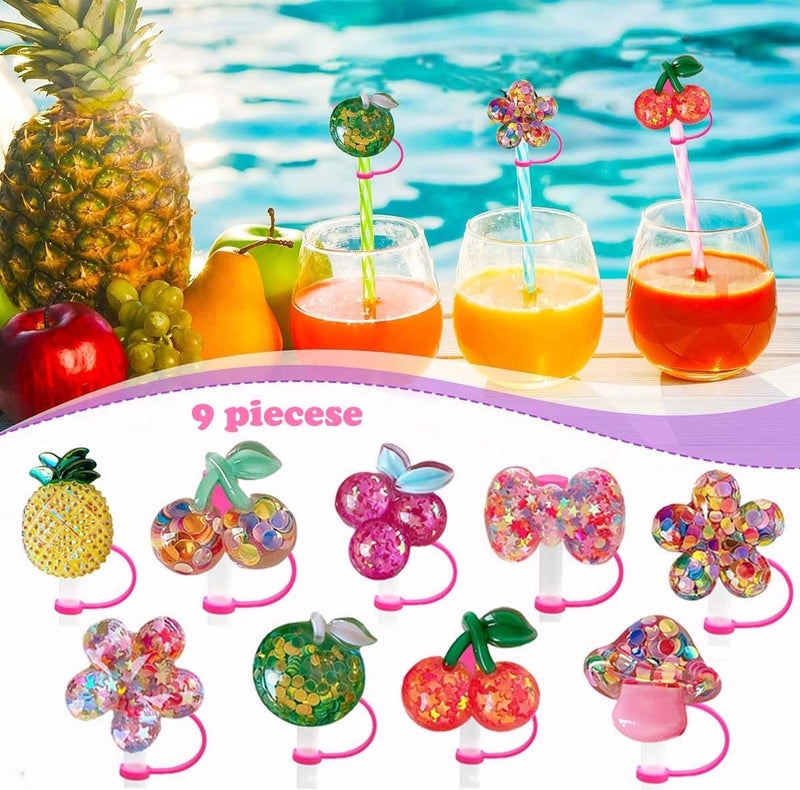 MENGSOOD Straw Cover Cap for Stanley Cup,Reusable Silicone Straw Topper Compatible with Stanley 30&40 Oz Tumbler with Handle Dust-Proof Drinking Straw Tips Lids Protectors (9pcs Bling Style) - Image 3